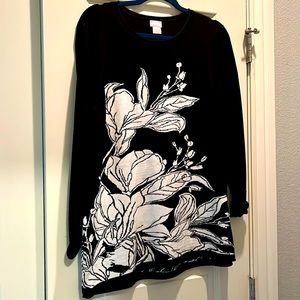 Chicos black and white sweater. Size 2 excellent condition no snags,no stains